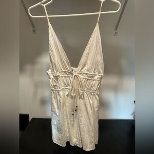 SHEIN White Tall Romper with Drawstring